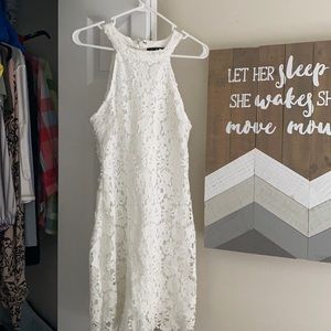 Lulus love poem white ivory lace mini dress